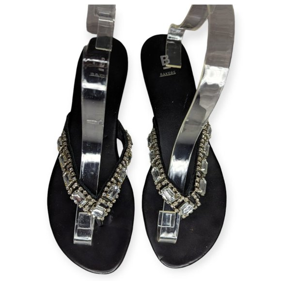 Bakers Rhinestone Black Leather Sandals Size 6M - Picture 6 of 11
